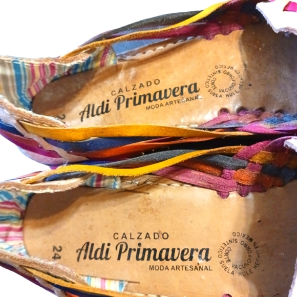 NEW Hand Made Mexican Aldi Primavera Huraches Woven Leather Aztec Loafer - Picture 4 of 7